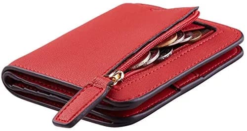 Toughergun Women's Slim Leather Bifold Wallet - 10 ReNapa Red Classic, RFID Protection, Compact Mini Purse thumbnail 1