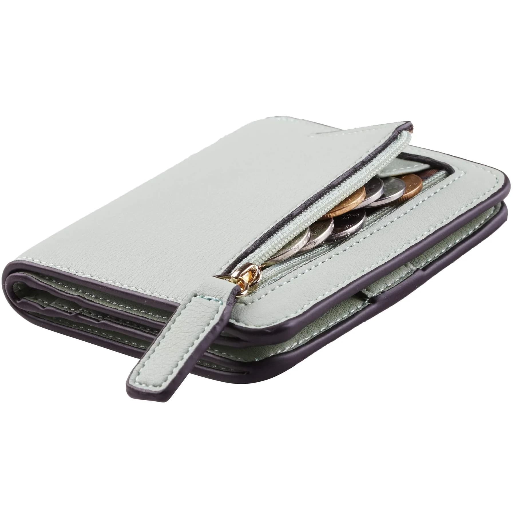 Toughergun Women's Slim Leather Wallet - 05 ReNapa Green Light, RFID Protection, Compact Bifold Mini Purse — 05 ReNapa Green Light