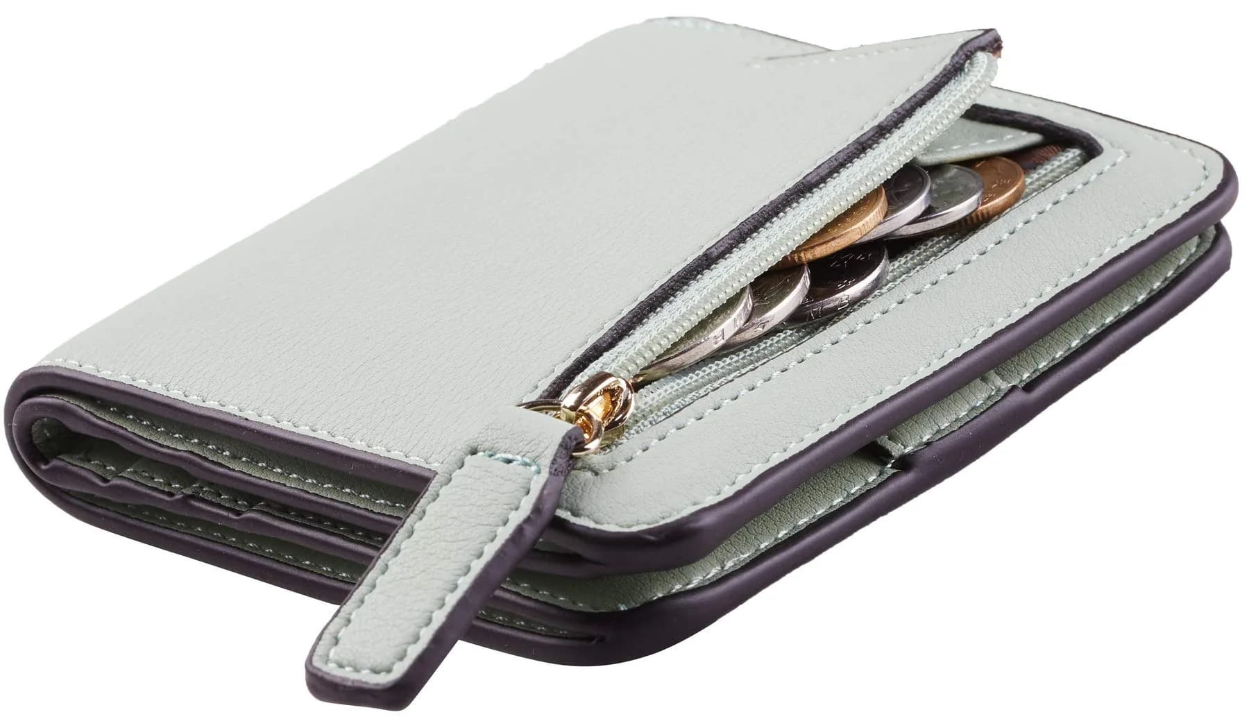 Toughergun Women's Slim Leather Wallet - 05 ReNapa Green Light, RFID Protection, Compact Bifold Mini Purse - main product image