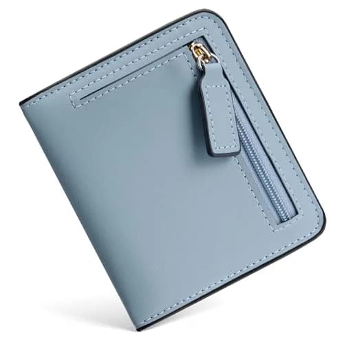 Toughergun Women's Blue Slim Leather Wallet with RFID Protection, Compact Bifold Mini Purse thumbnail 1