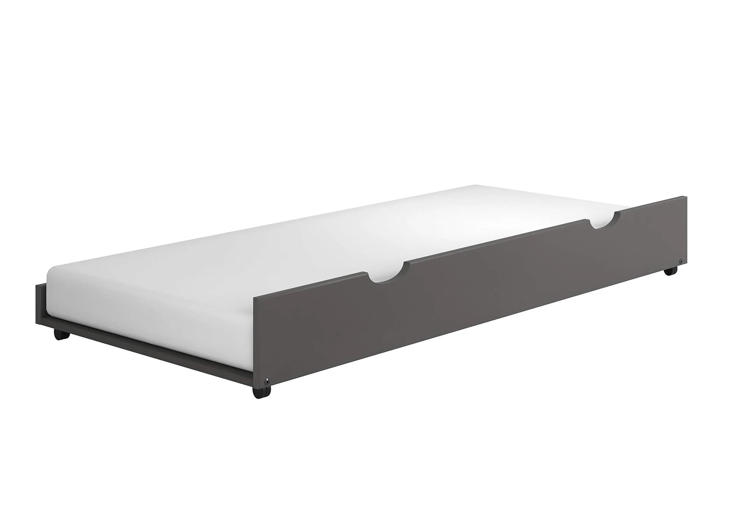 Donco Kids Twin Trundle Bed Dark Grey | Pine Wood Bed Frame with Modern Style
