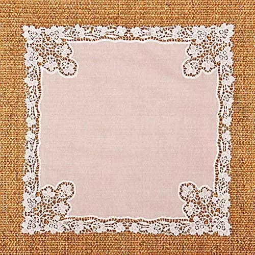 Milesky White Wedding Handkerchief Pure Cotton with Crochet Lace | 30x30cm (11.5x11.5") thumbnail 6