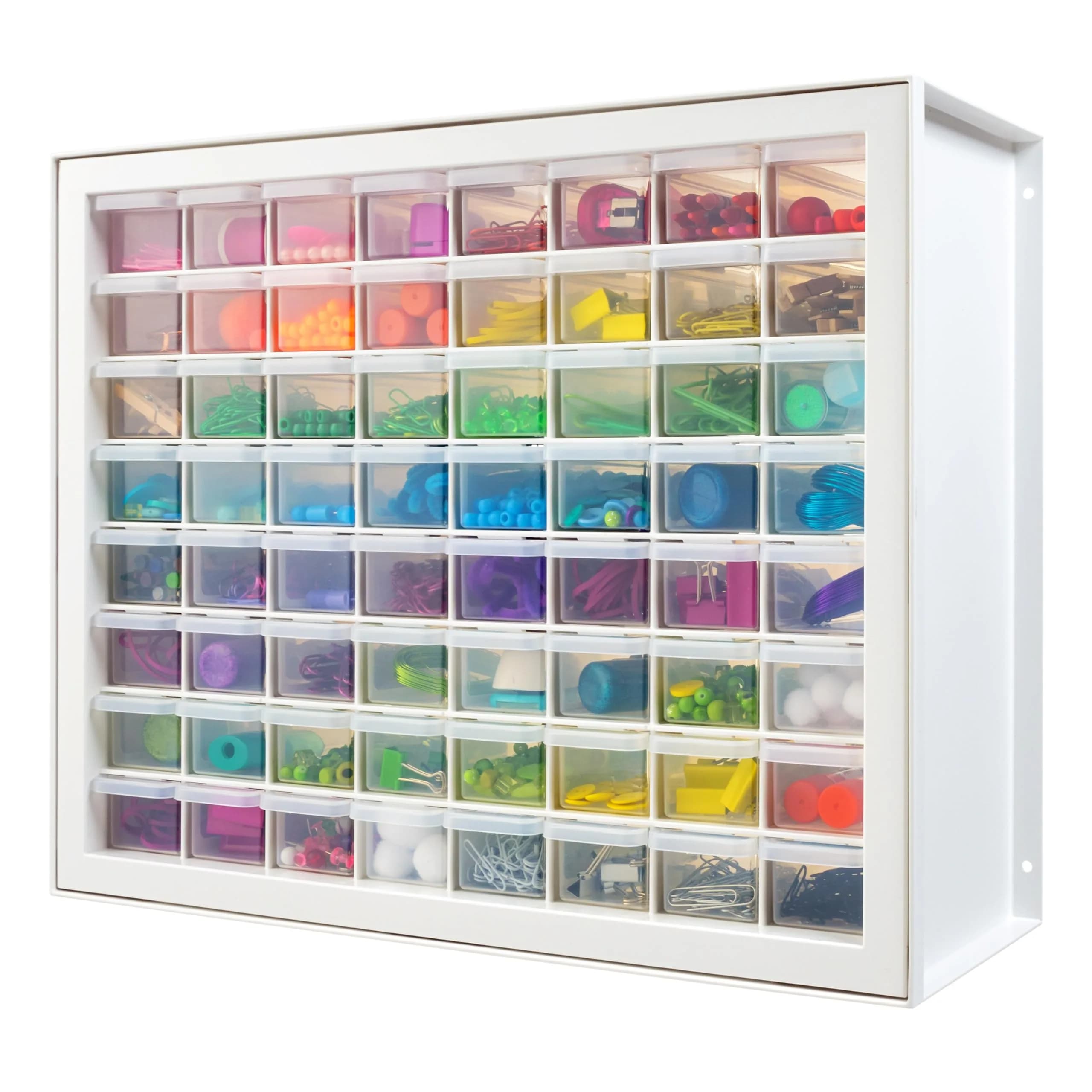 IRIS USA 64-Drawer Screw Organizer | Durable Plastic Hardware Storage in USA (7" L x 19.5" W x 15.5" H)