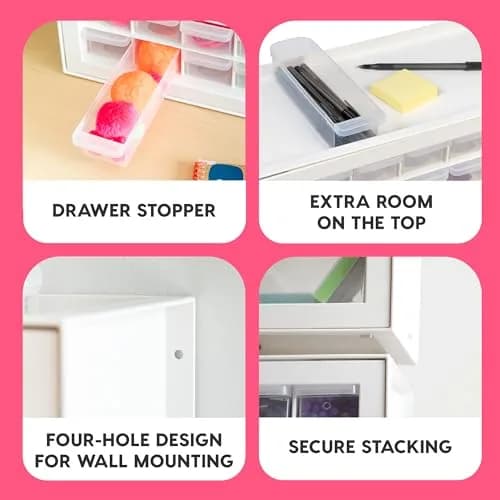 IRIS USA 64-Drawer Screw Organizer | Durable Plastic Hardware Storage in USA (7" L x 19.5" W x 15.5" H) thumbnail 4