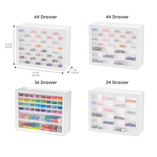 IRIS USA 64-Drawer Screw Organizer | Durable Plastic Hardware Storage in USA (7" L x 19.5" W x 15.5" H) thumbnail 8