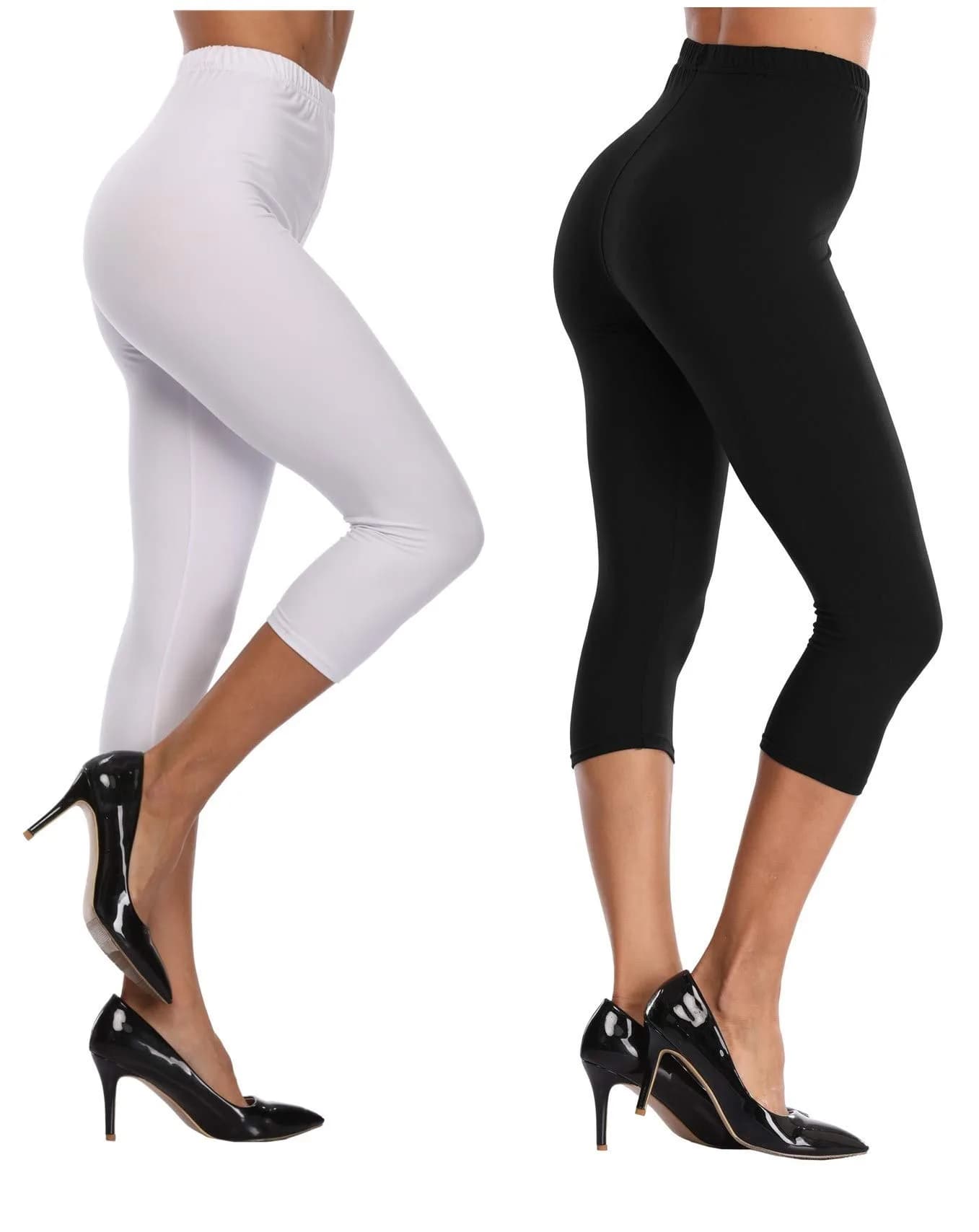Kotii Women's Soft Capri Leggings 3/4 Cropped High Waist | Ultra Comfortable Fit