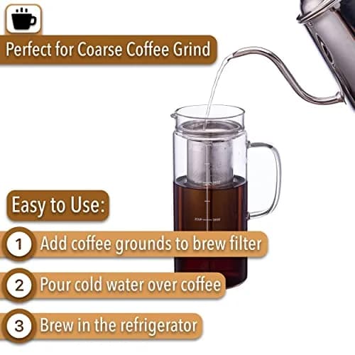 Brew To A Tea Cold Brew Coffee Maker, 32 oz | Airtight, Stainless Steel Mesh, Borosilicate Glass thumbnail 4