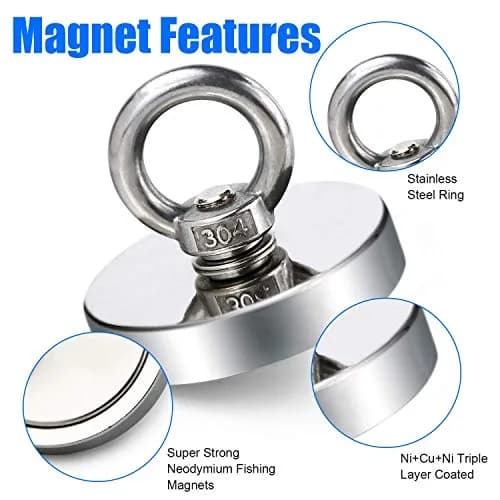 DIYMAG Fishing Magnet 90mm (3.55") 453kg (1000LBS) Pull Force with Countersunk Hole | Heavy Duty Neodymium Retrieval Magnet thumbnail 4