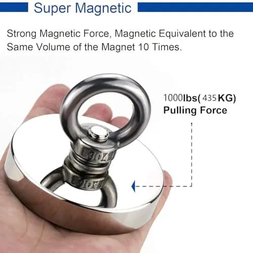 DIYMAG Fishing Magnet 90mm (3.55") 453kg (1000LBS) Pull Force with Countersunk Hole | Heavy Duty Neodymium Retrieval Magnet thumbnail 7