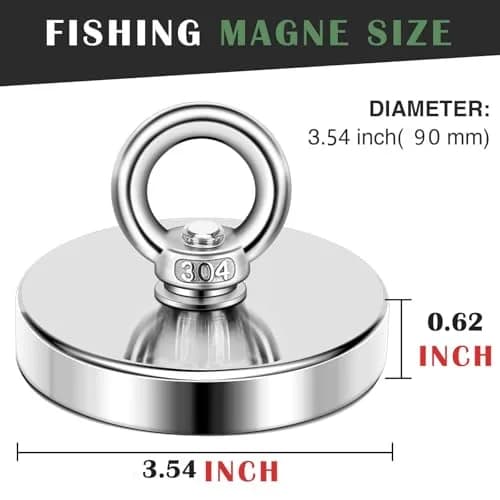 DIYMAG Fishing Magnet 90mm (3.55") 453kg (1000LBS) Pull Force with Countersunk Hole | Heavy Duty Neodymium Retrieval Magnet thumbnail 2