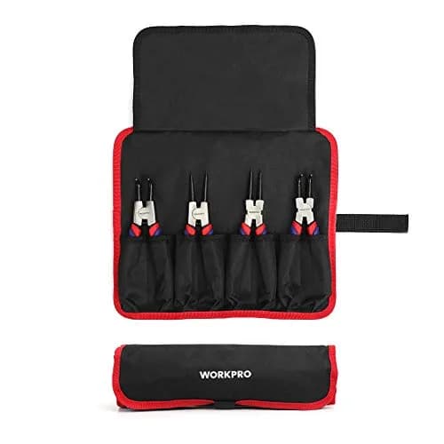 WORKPRO 4-Piece 7-Inch Snap Ring Pliers Set with Pouch | CR-V Steel, 0.07" Tips, 0.9"-1.77" Capacity thumbnail 4