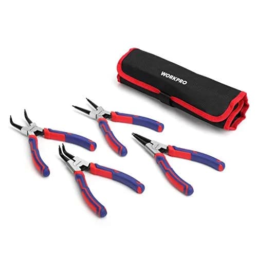 WORKPRO 4-Piece 7-Inch Snap Ring Pliers Set with Pouch | CR-V Steel, 0.07" Tips, 0.9"-1.77" Capacity thumbnail 1