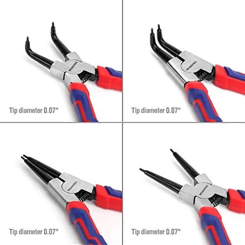 WORKPRO 4-Piece 7-Inch Snap Ring Pliers Set with Pouch | CR-V Steel, 0.07" Tips, 0.9"-1.77" Capacity thumbnail 2