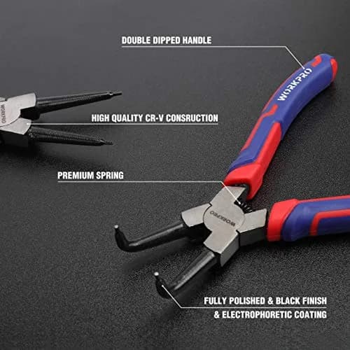 WORKPRO 4-Piece 7-Inch Snap Ring Pliers Set with Pouch | CR-V Steel, 0.07" Tips, 0.9"-1.77" Capacity thumbnail 3
