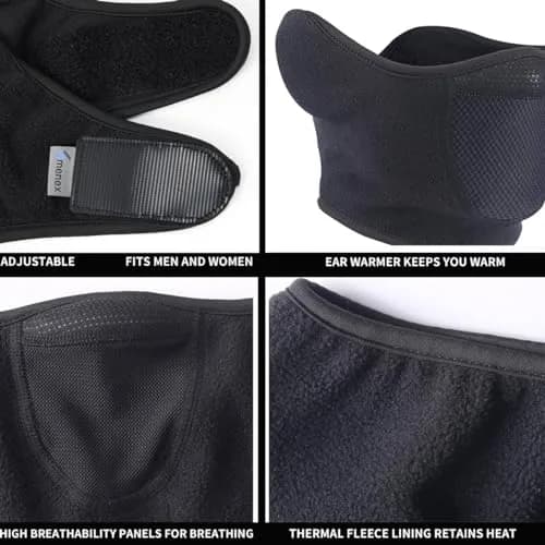 Omenex Balaclava Half Face Mask Adjustable Fastener Windproof for Ski | Thermal fleece, wind-resistant, breathable, unisex thumbnail 4