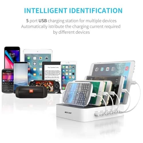 MSTJRY 5-Port USB-A Charging Station with 7 Cables | Charges 5 Devices Simultaneously, Organizes Cables thumbnail 4