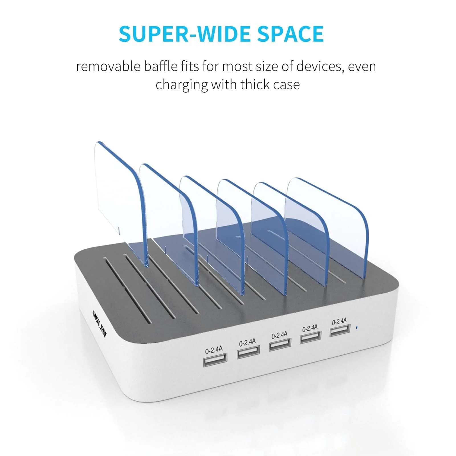 MSTJRY 5-Port USB-A Charging Station with 7 Cables | Charges 5 Devices Simultaneously, Organizes Cables - view 5