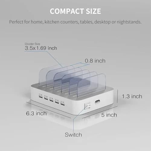 MSTJRY 5-Port USB-A Charging Station with 7 Cables | Charges 5 Devices Simultaneously, Organizes Cables thumbnail 6