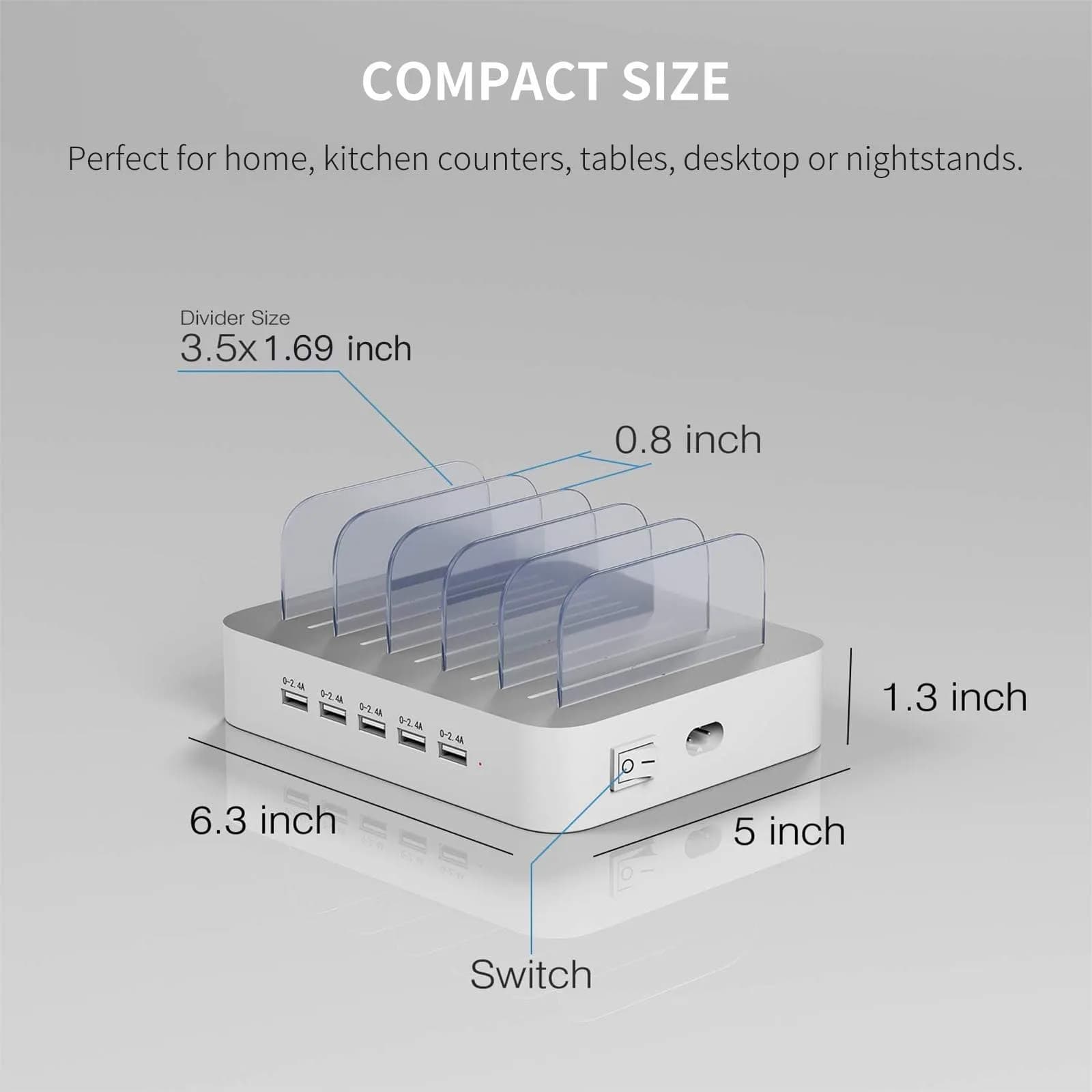 MSTJRY 5-Port USB-A Charging Station with 7 Cables | Charges 5 Devices Simultaneously, Organizes Cables - view 6