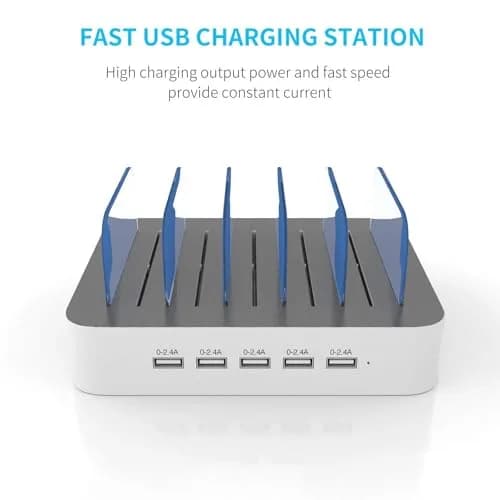 MSTJRY 5-Port USB-A Charging Station with 7 Cables | Charges 5 Devices Simultaneously, Organizes Cables thumbnail 2