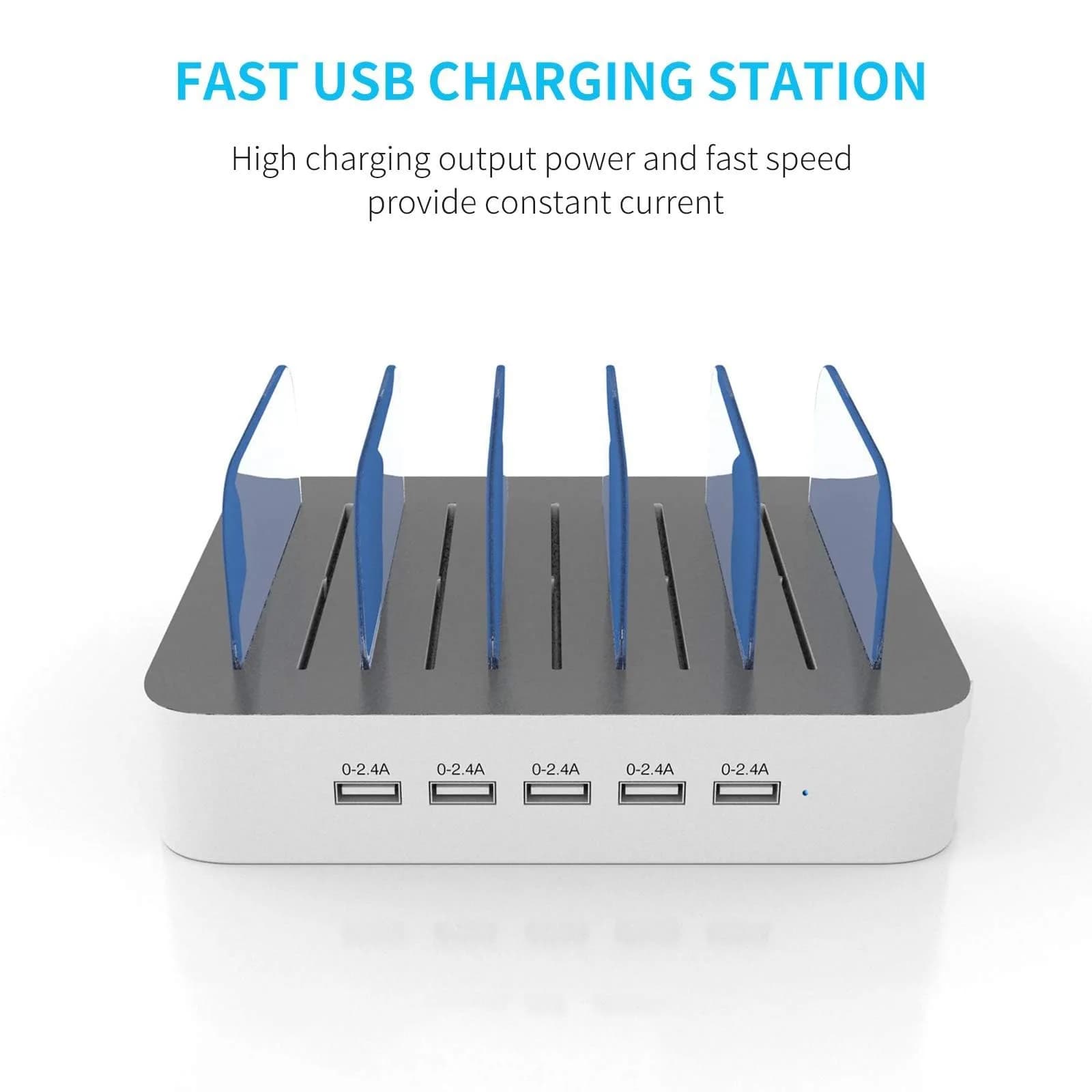 MSTJRY 5-Port USB-A Charging Station with 7 Cables | Charges 5 Devices Simultaneously, Organizes Cables - view 2
