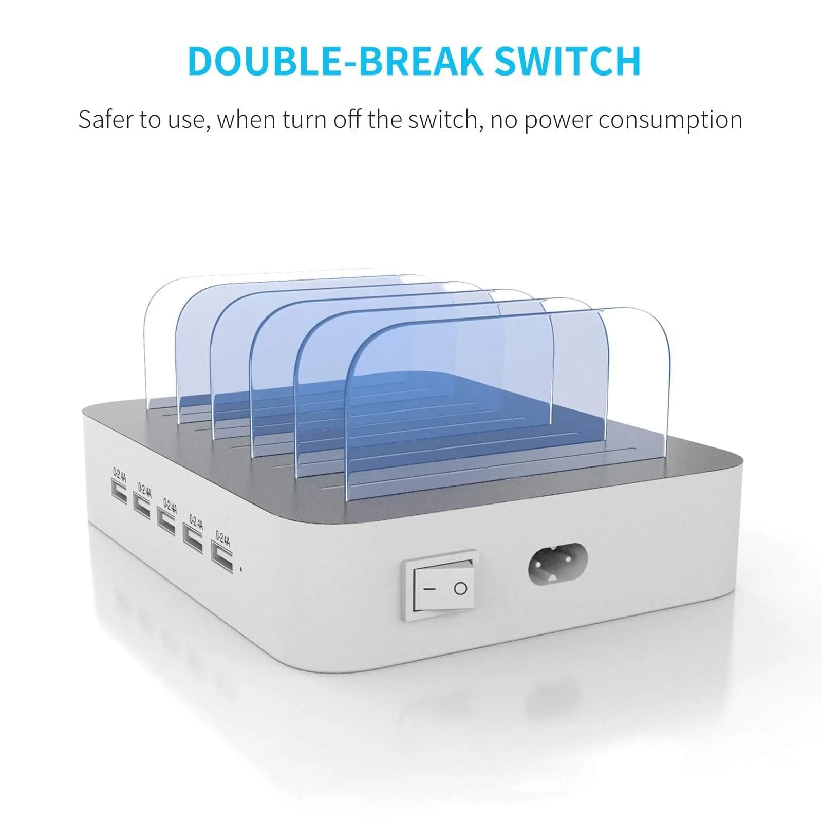 MSTJRY 5-Port USB-A Charging Station with 7 Cables | Charges 5 Devices Simultaneously, Organizes Cables - view 3