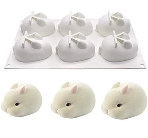 OCPO Kitchen 3D Easter Bunny Silicone Mold, 6 Cavities | Non-Stick Mousse Cake Baking thumbnail 1