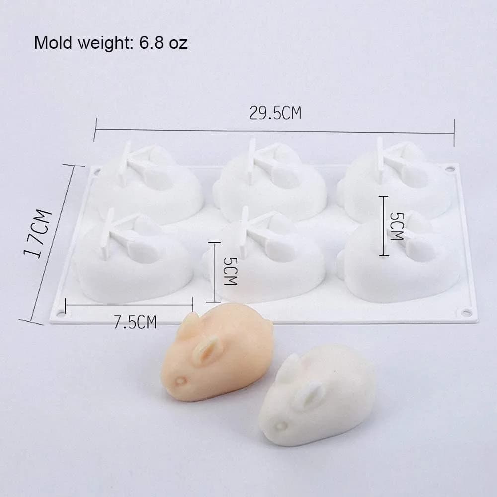 OCPO Kitchen 3D Easter Bunny Silicone Mold, 6 Cavities | Non-Stick Mousse Cake Baking - view 4