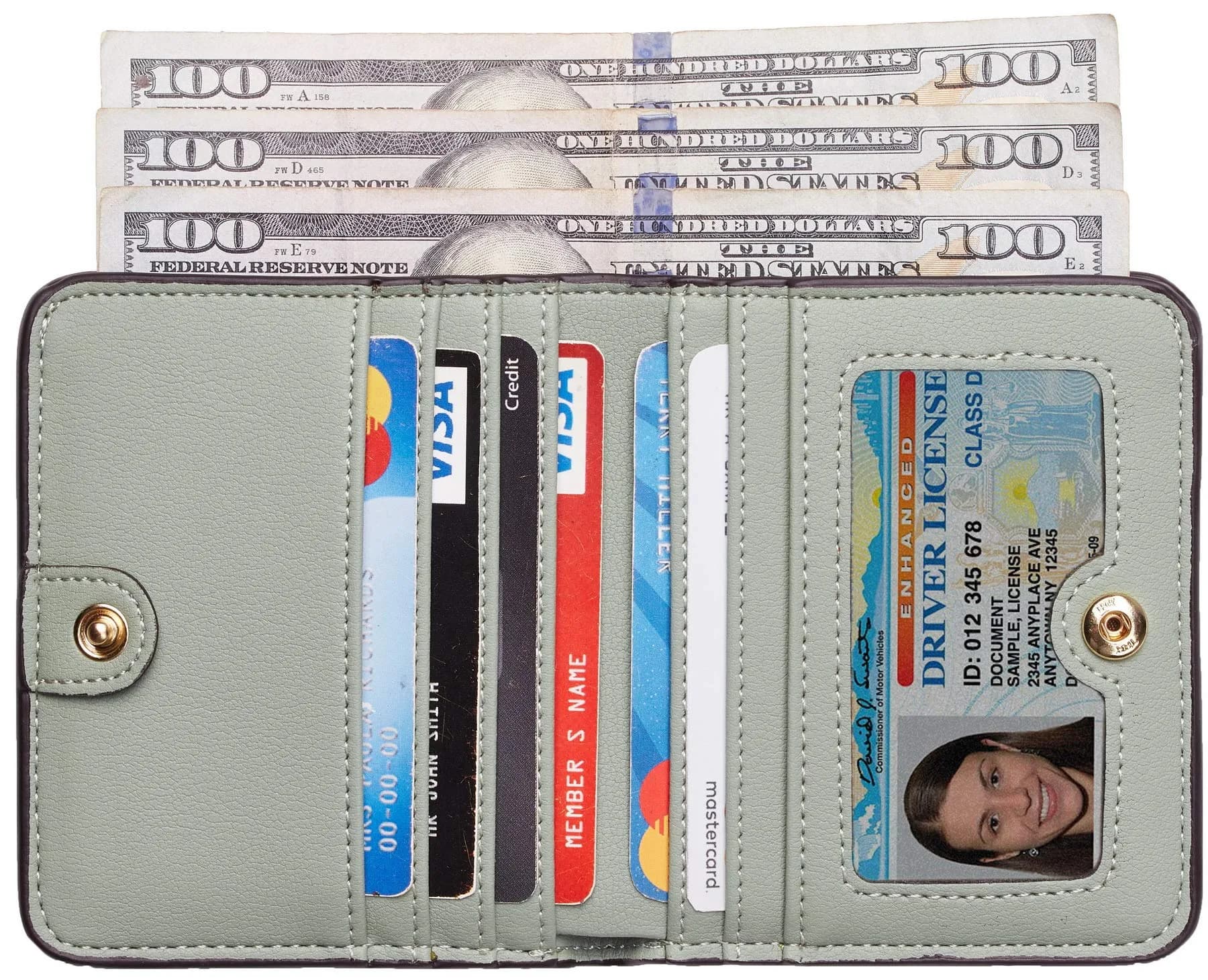 Toughergun ReNapa Green Blooming Slim Leather Bifold Wallet with RFID Protection - view 2