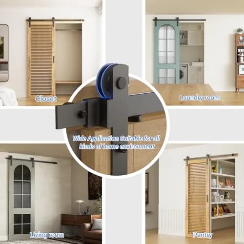 CCJH 6ft Sliding Barn Door Hardware Kit | Heavy Duty I Shape Hanger for 36" Wide Doors thumbnail 4