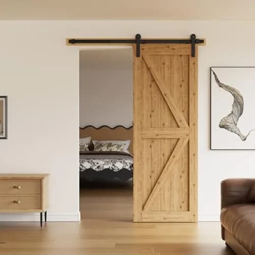 CCJH 6ft Sliding Barn Door Hardware Kit | Heavy Duty I Shape Hanger for 36" Wide Doors thumbnail 2