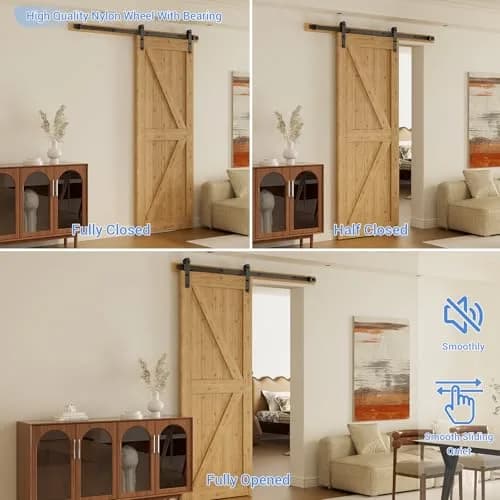 CCJH 6ft Sliding Barn Door Hardware Kit | Heavy Duty I Shape Hanger for 36" Wide Doors thumbnail 3