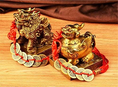 xiulin Feng Shui Bronze Pixiu Pair with Five Emperors Coins | Traditional Decorative Accents thumbnail 4