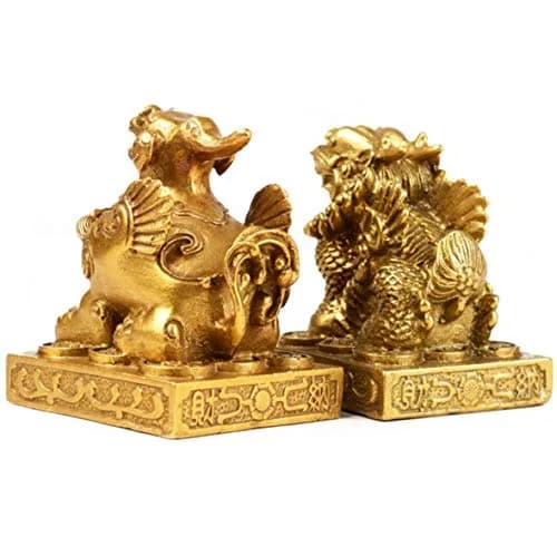 xiulin Feng Shui Bronze Pixiu Pair with Five Emperors Coins | Traditional Decorative Accents thumbnail 3