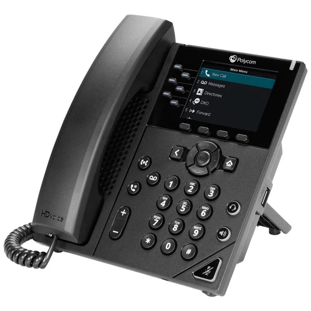Plantronics Polycom VVX 350 Business IP Phone 6-Line | HD Voice & 3.5" Color Display — Black