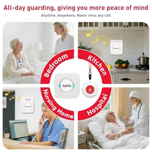 CallToU Wireless Caregiver Pager Alert System 3+3 Pack | 500+ft Range, Waterproof Call Button for Seniors thumbnail 3