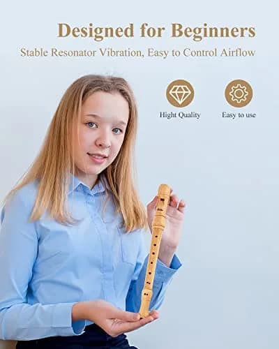Eastar Baroque Maple Wooden C Soprano Recorder Kid Beginners Kit, ERS-31BM | Classic Baroque Design for Beginners thumbnail 2