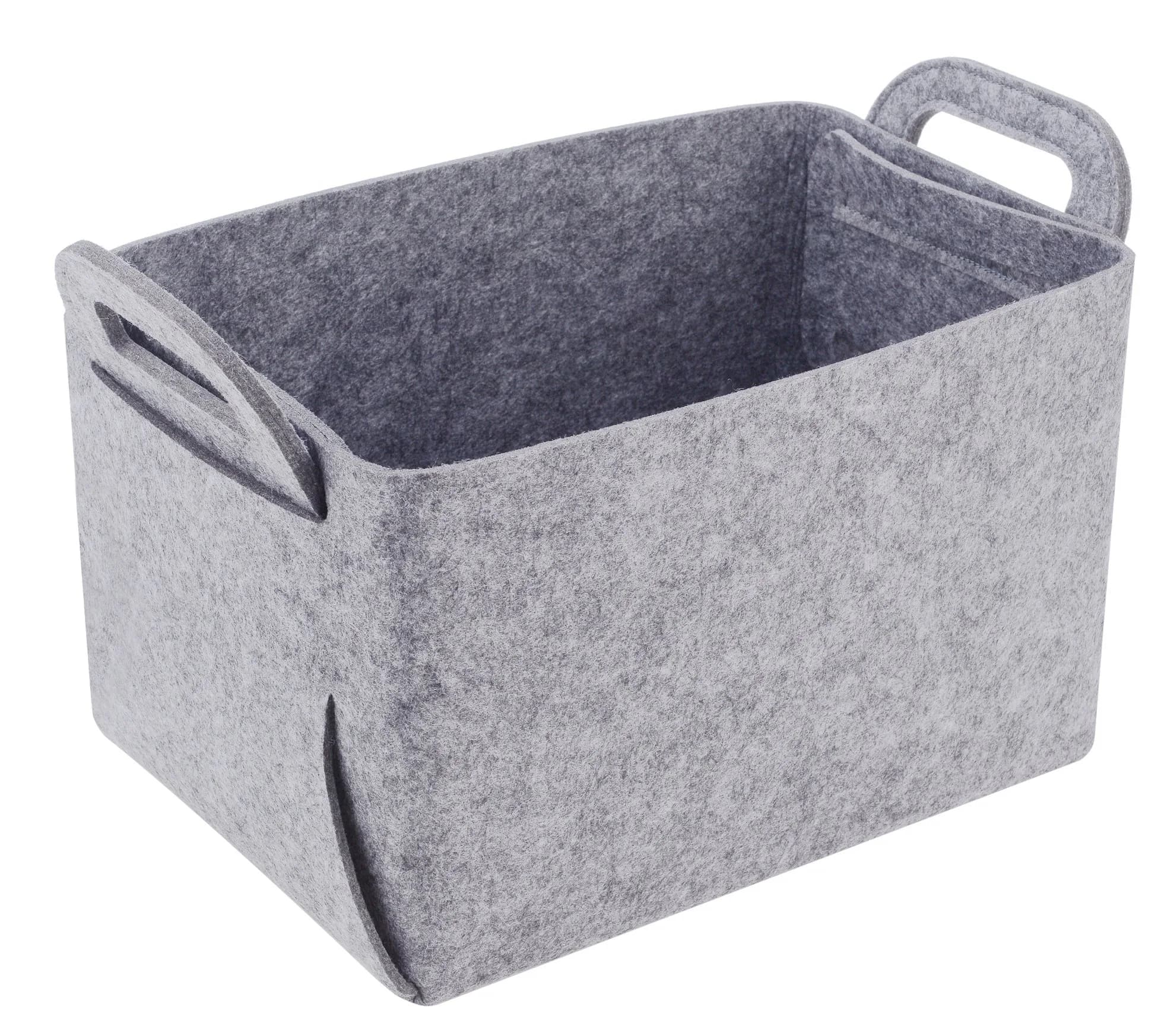 Minoisome Storage Basket Felt Storage Bin Collapsible & Convenient Box Organizer with Carry Handles for Office Bedroom Closet Babies Nursery Toys Laundry (Light grey, 15.7inch (40cm)×11inch (28cm)×10inch (25cm)) | Space-Saving & Eco-Friendly