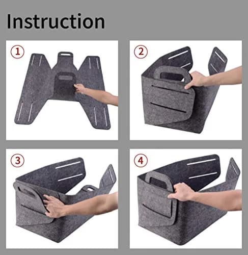 Minoisome Storage Basket Felt Storage Bin Collapsible & Convenient Box Organizer with Carry Handles for Office Bedroom Closet Babies Nursery Toys Laundry (Light grey, 15.7inch (40cm)×11inch (28cm)×10inch (25cm)) | Space-Saving & Eco-Friendly thumbnail 8