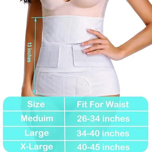 PAZ WEAN Post Surgery Abdominal Binder Medium | Breathable Cotton Postpartum Belly Wrap for C Section Recovery thumbnail 2