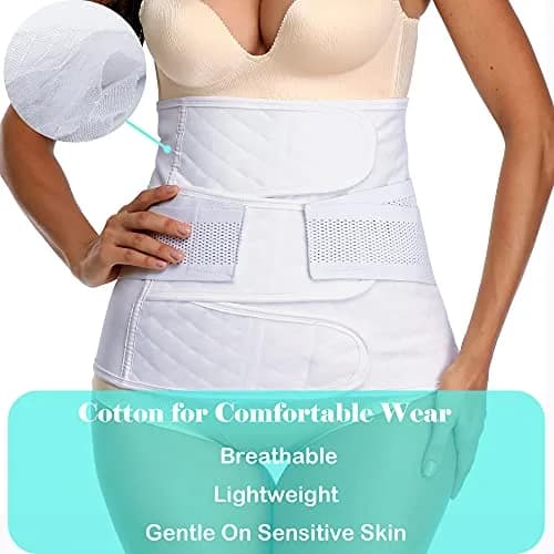 PAZ WEAN Post Surgery Abdominal Binder Medium | Breathable Cotton Postpartum Belly Wrap for C Section Recovery thumbnail 3
