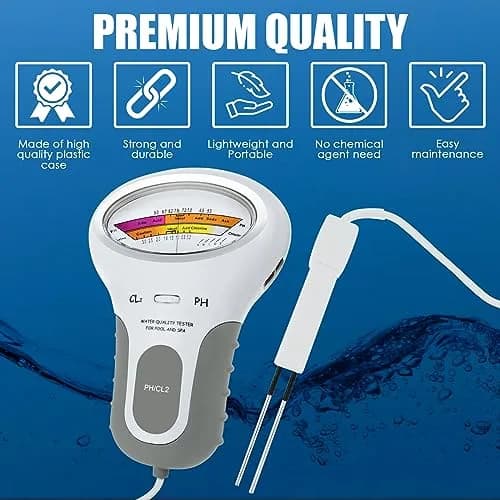 TEKCOPLUS 2-in-1 Pool Water Quality Tester pH & Chlorine Meter | 7.2-7.8 pH Range thumbnail 2