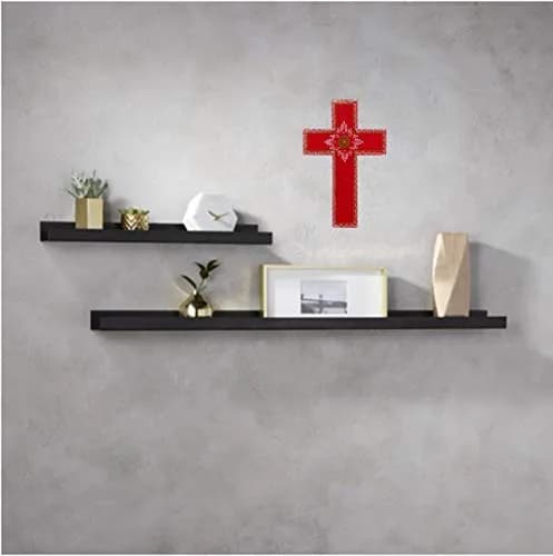 Purpledip Handpainted Mangowood Wall Cross 'Holy Spirit' 25.4cm (10") | Rustic Red Religious Plaque thumbnail 2