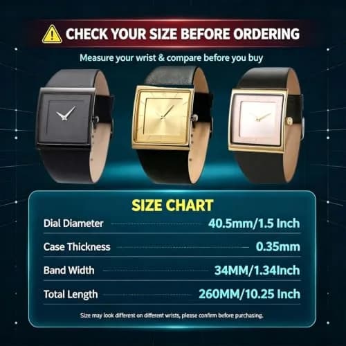 SIBOSUN Minimalist Square Men's Watch Black Dial 41mm Case | Classic Business Style Quartz Analog thumbnail 4