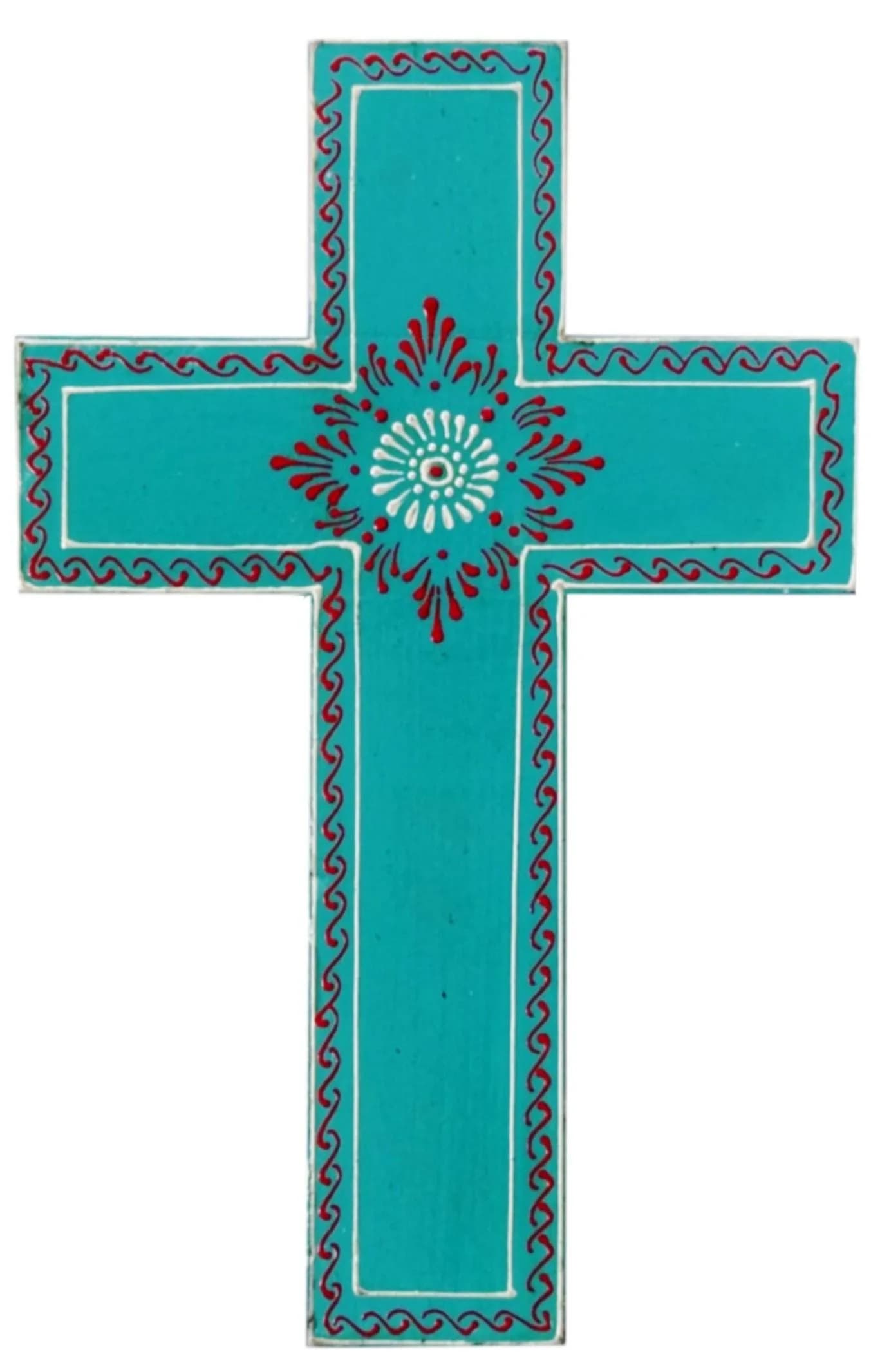 Purpledip Breath Of Life Wooden Wall Cross 25.4cm (10") | Handpainted Religious Decor - main product image