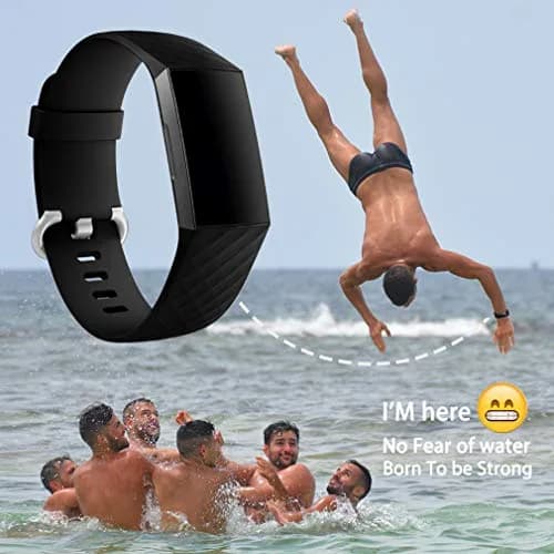 Hamile Waterproof Silicone Sport Watch Band for Fitbit Charge 4/3, Large, Black | Durable, Water-Resistant Fitness Strap thumbnail 6
