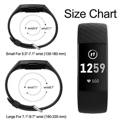 Hamile Waterproof Silicone Sport Watch Band for Fitbit Charge 4/3, Large, Black | Durable, Water-Resistant Fitness Strap thumbnail 7