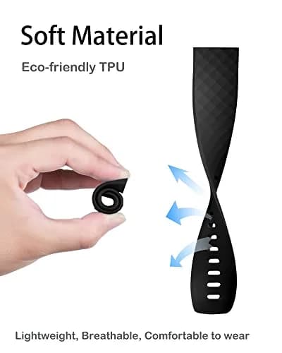 Hamile Waterproof Silicone Sport Watch Band for Fitbit Charge 4/3, Large, Black | Durable, Water-Resistant Fitness Strap thumbnail 3