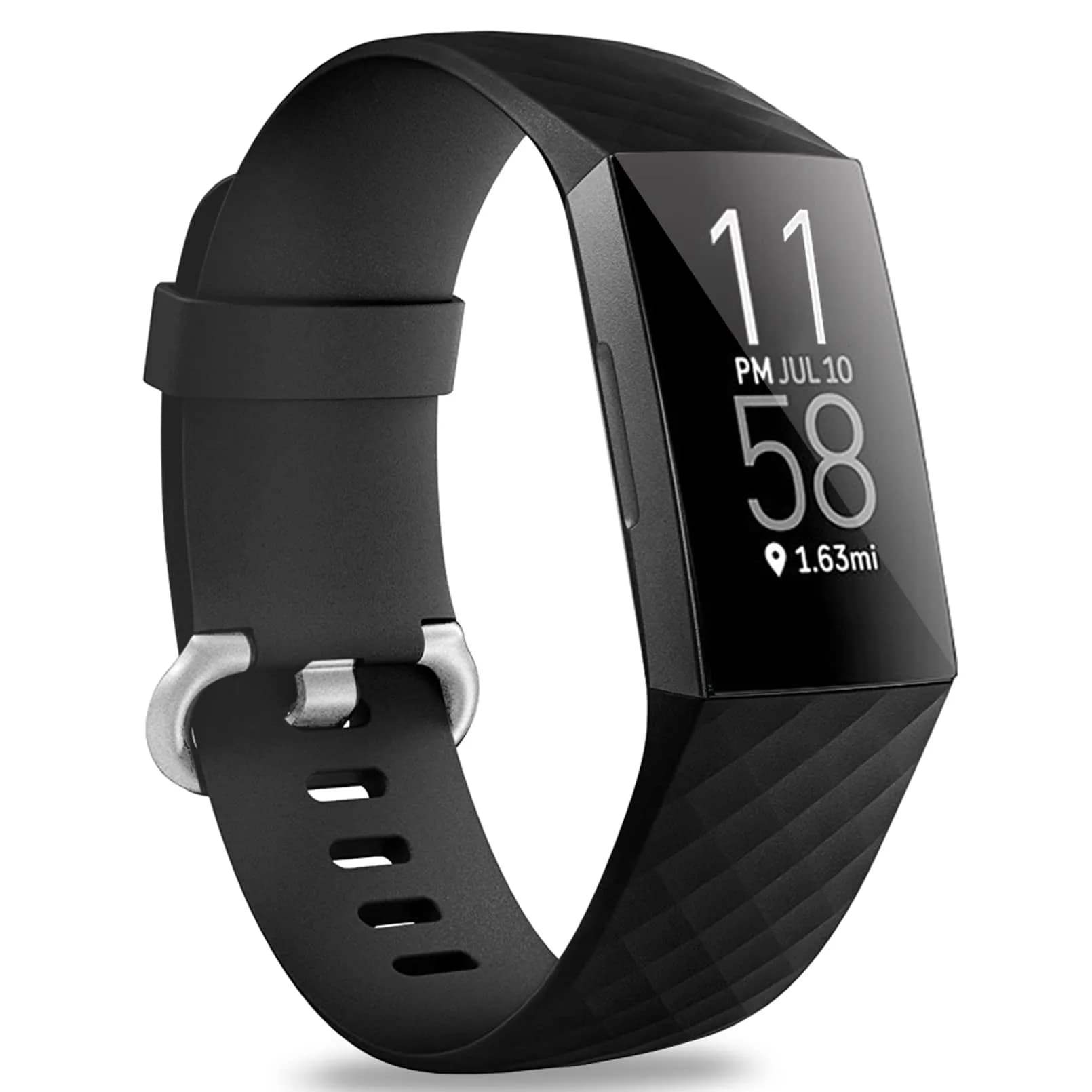 Hamile Waterproof Silicone Sport Watch Band for Fitbit Charge 4/3, Large, Black | Durable, Water-Resistant Fitness Strap - main product image