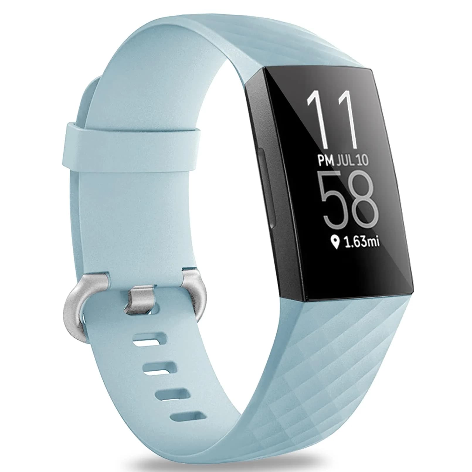 Hamile Waterproof Silicone Watch Band for Fitbit Charge 4/3/3 SE | Sport & Fitness Wristband (Small, Pink Sand) — Aqua / Small